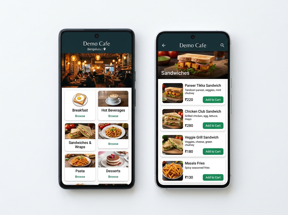 Demo Cafe digital menu preview